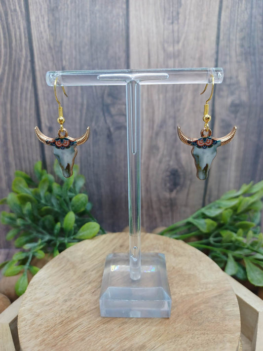 Dainty Floral Skull Earrings