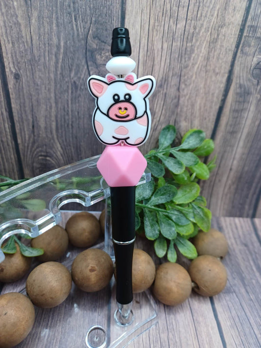 Pink Pig Beaded Ink Pen