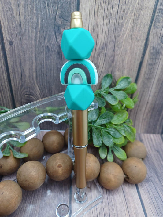 Teal Rainbow Beaded Ink Pen