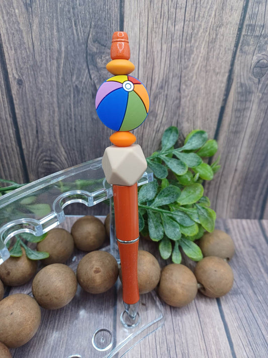 Orange Beach Ball Beaded Ink Pen