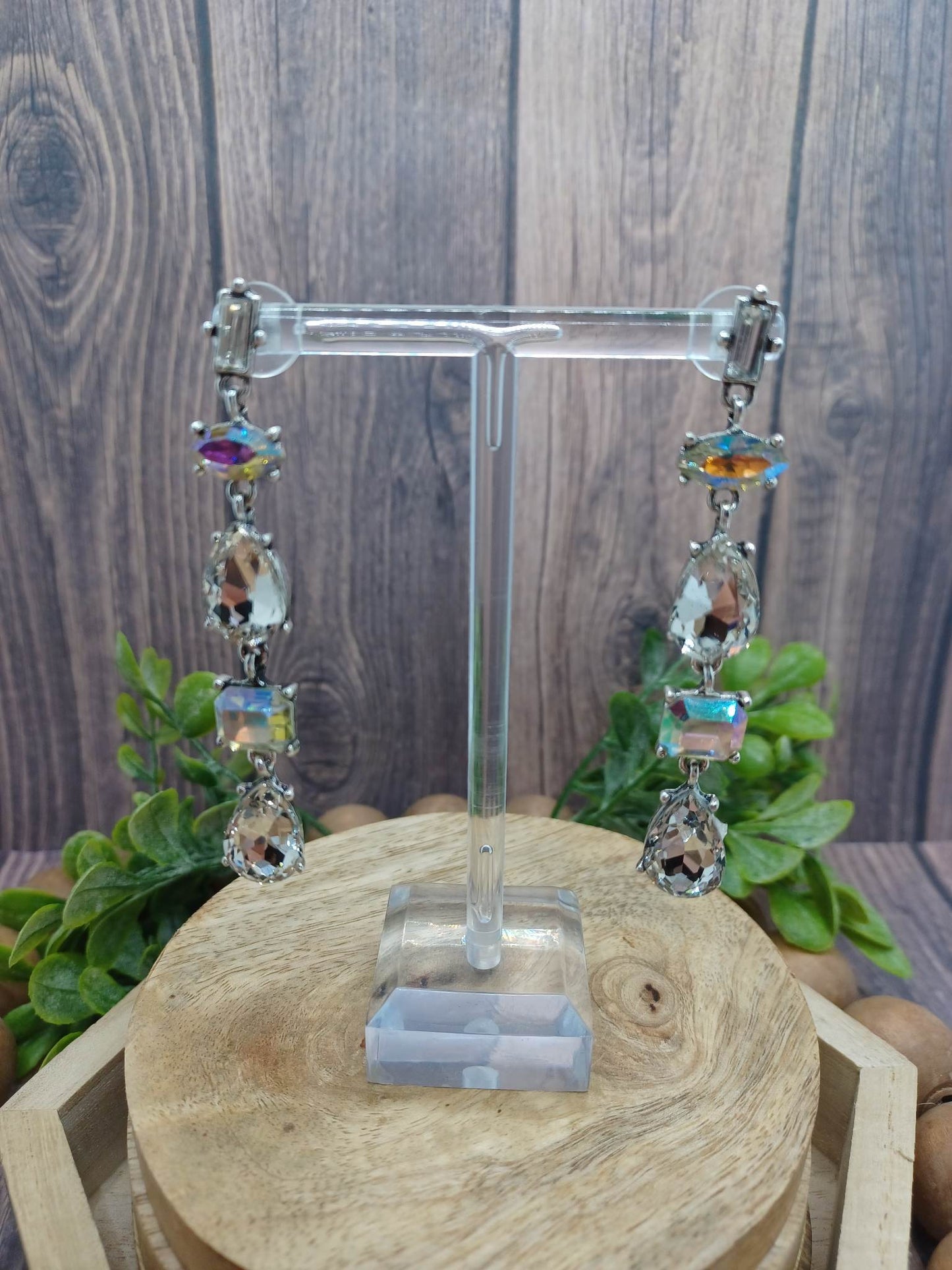 Silver & Mermaid Rhinestone Earrings