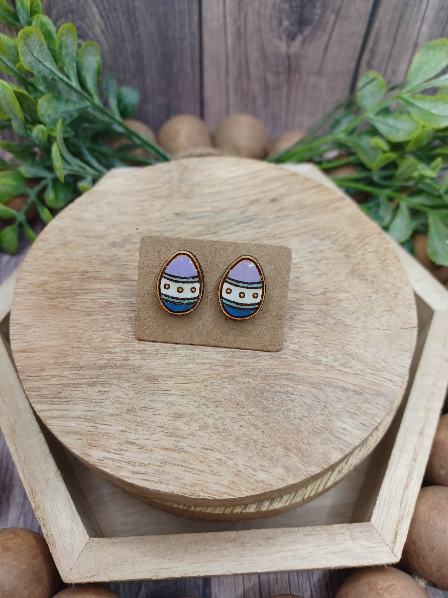 Purple & Blue Easter Egg Earrings