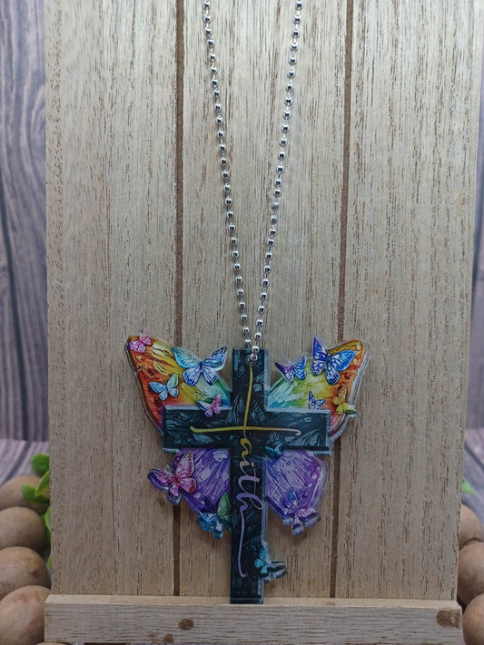 Faith Butterfly Rainbow Car Decoration
