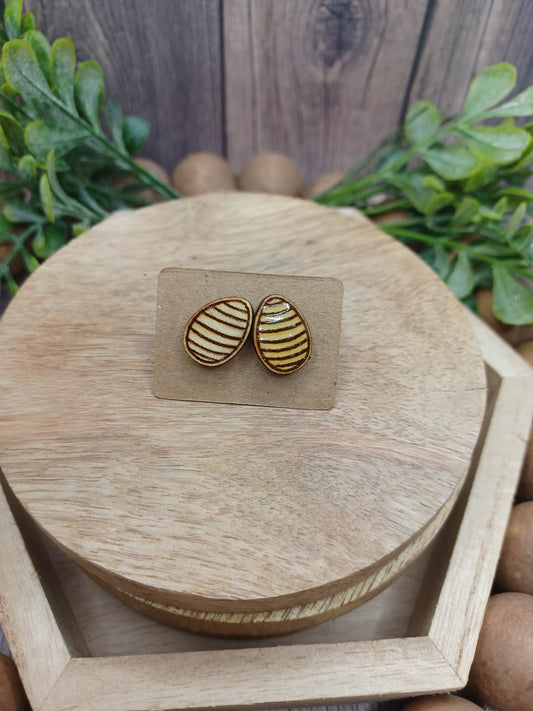 Wooden Easter Egg Earrings