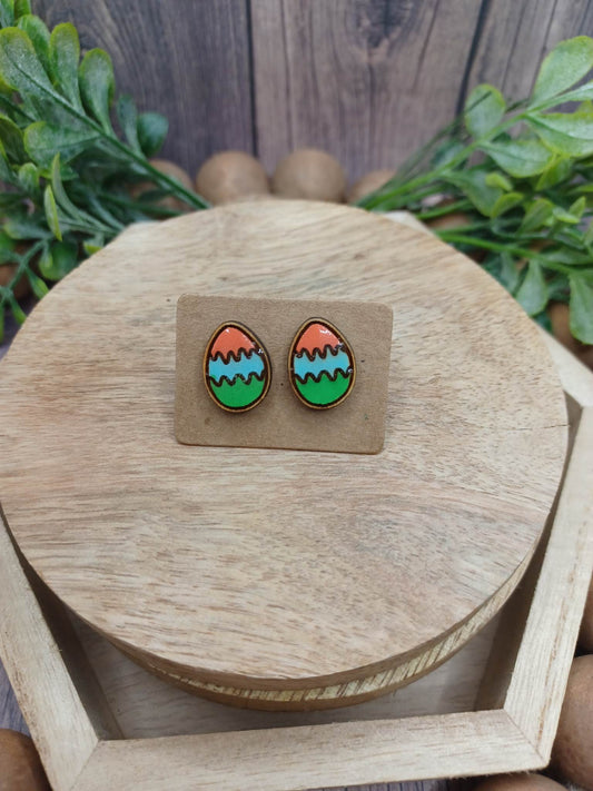 Orange, Blue, & Green Easter Egg Earrings