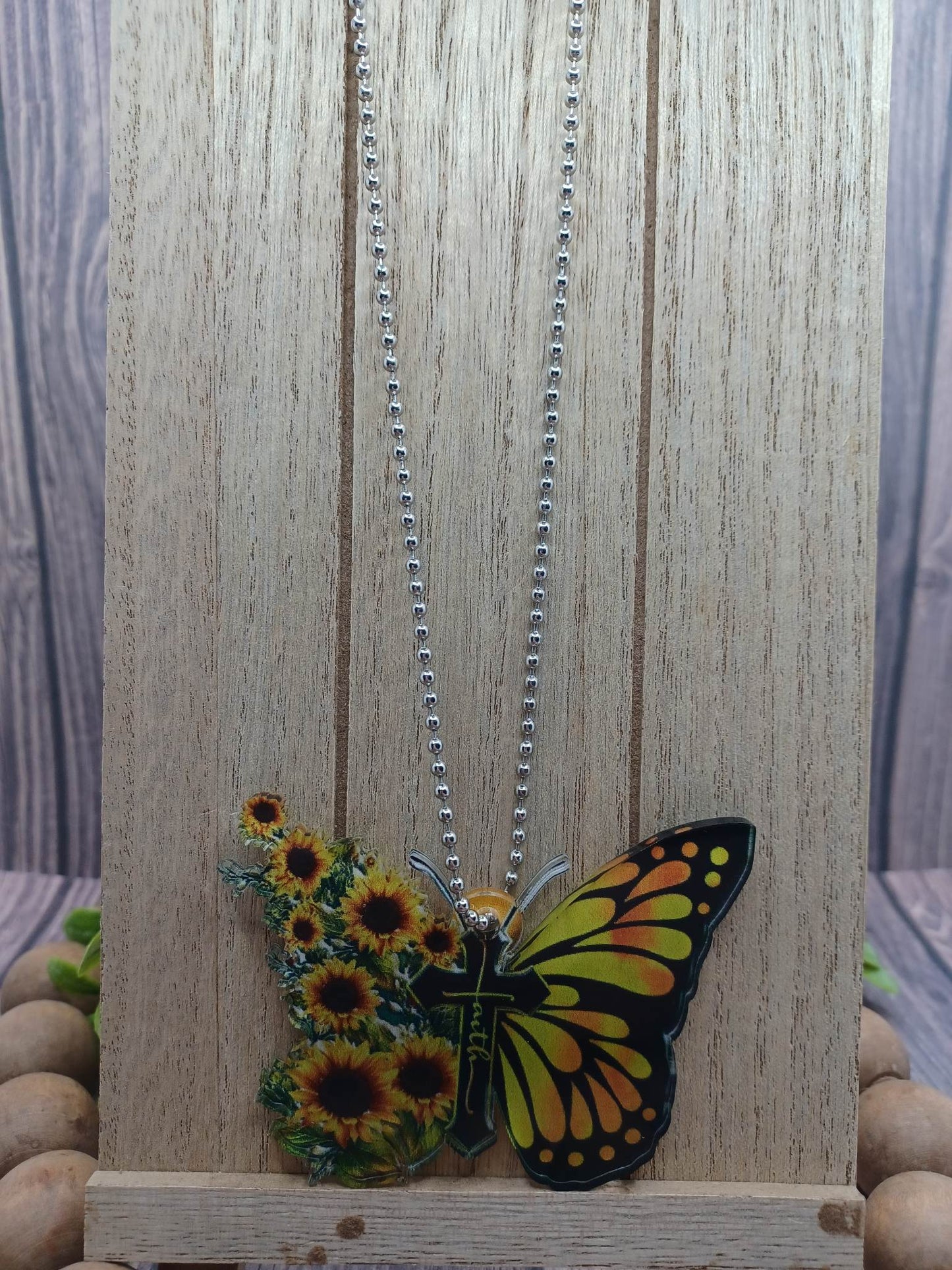 Faith Sunflower Butterfly Car Decoration