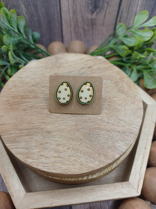 Green w/ Polka Dot Easter Egg Earrings