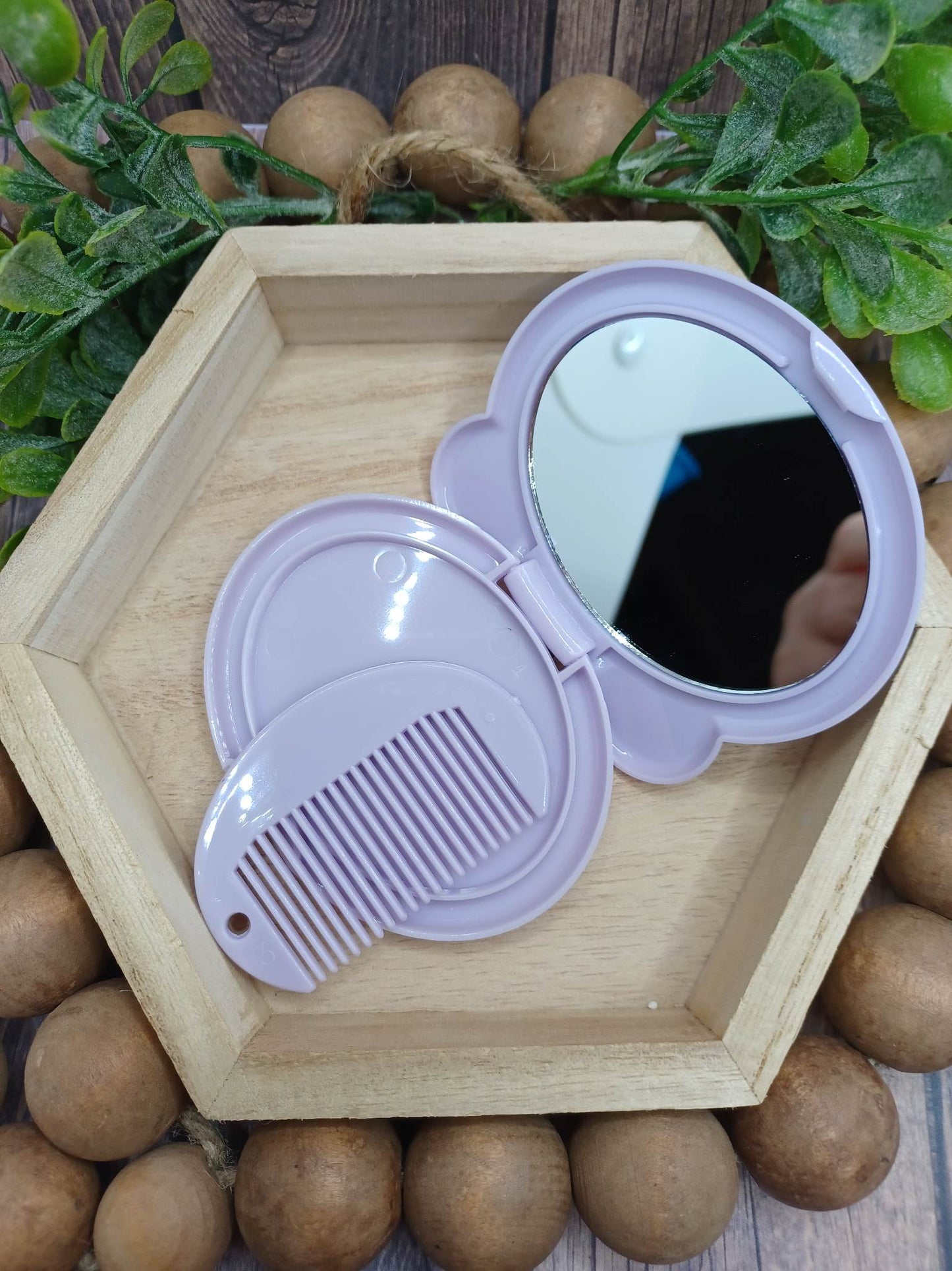 Purple Keychain & Comb Mirror Set