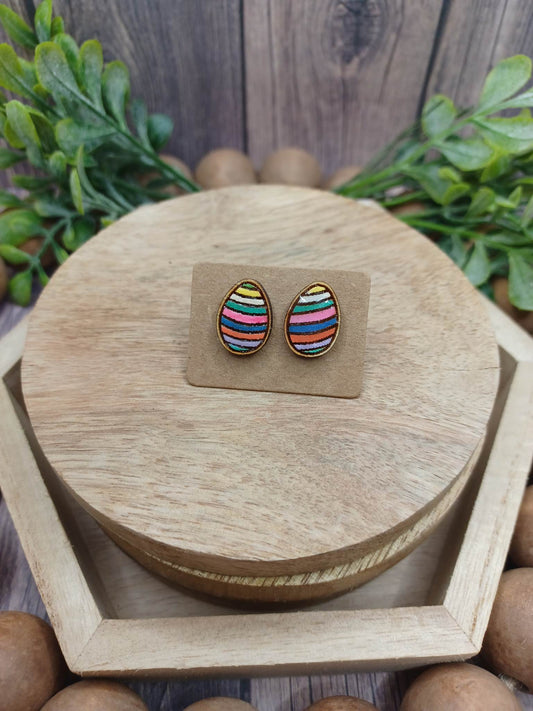 Striped Easter Egg Earrings