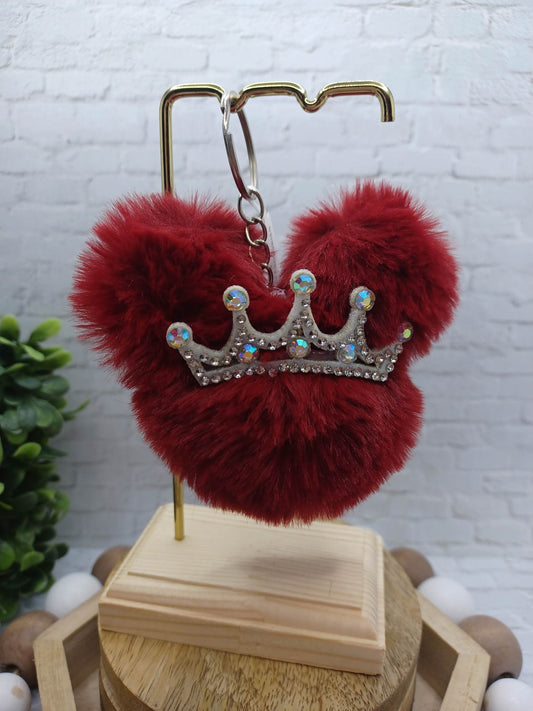 Maroon Princess Fluff Keychain