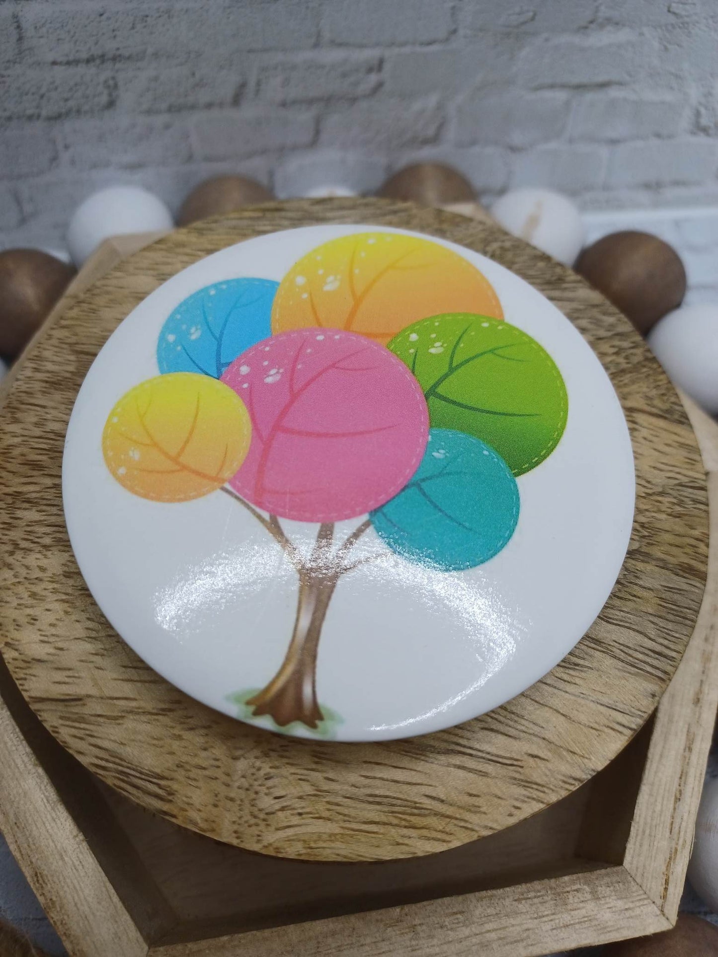 Rainbow Leaves Tree Mirror