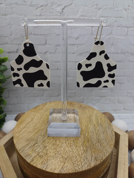 Black Cow Print Earrings