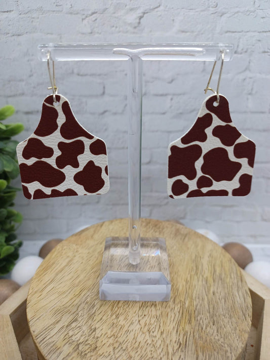 Brown Cow Print Earrings