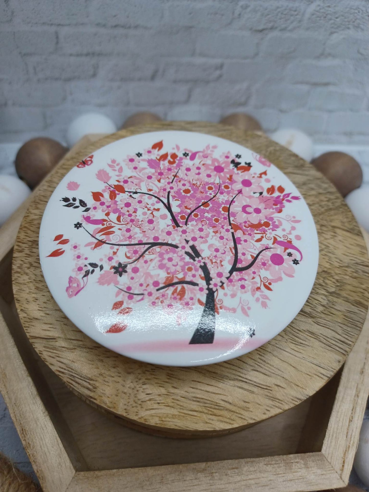 Light & Hot Pink Tree Mirror