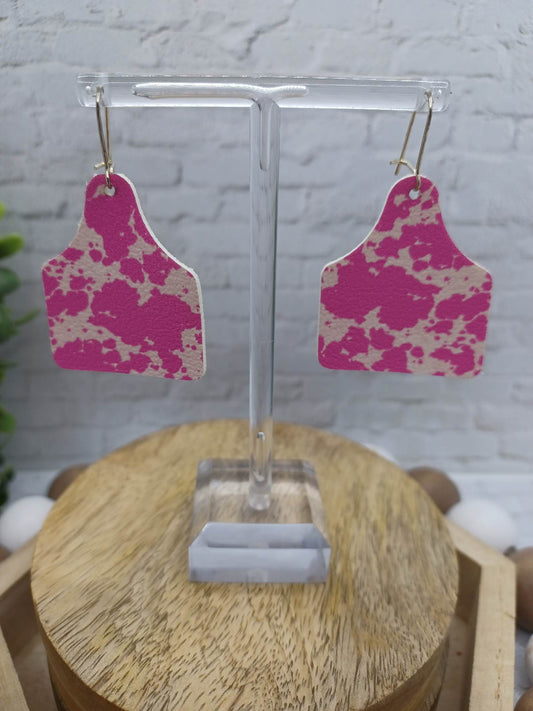 Pink Cow Print Earrings