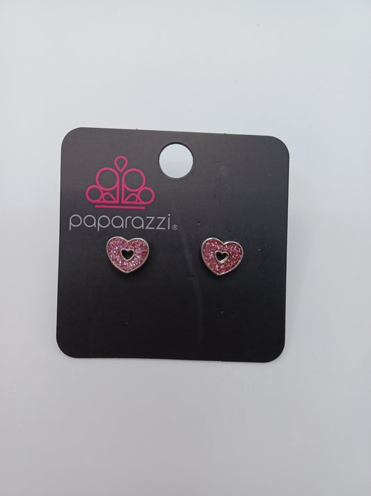 Pink Glitter Heart Earrings