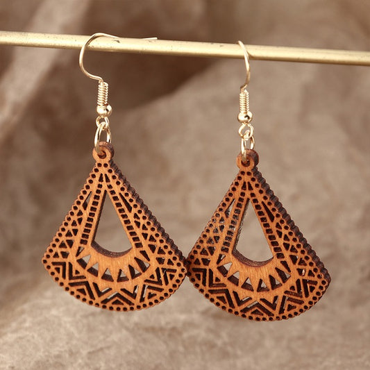 Rounded Cutout Wooden Earrings
