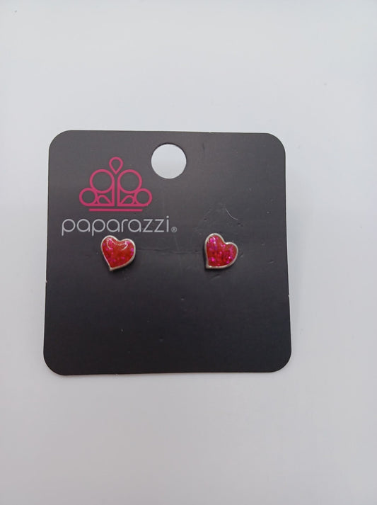 Hot Pink Glitter Heart Earrings