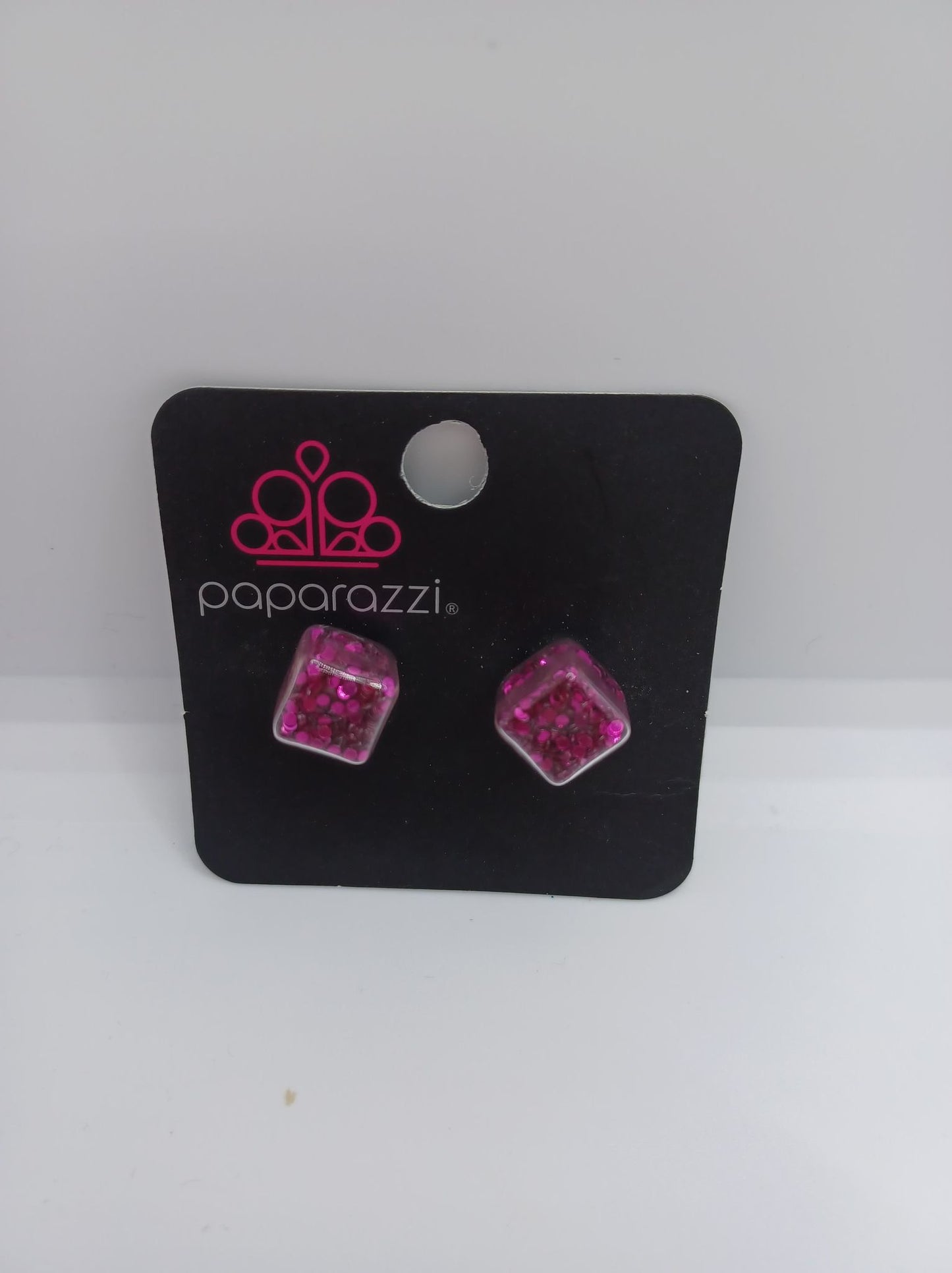 Hot Pink Square Confetti Glitter Earrings
