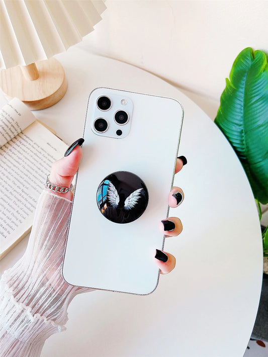 Black w/ White Angel Wings Mobile Phone Accessory