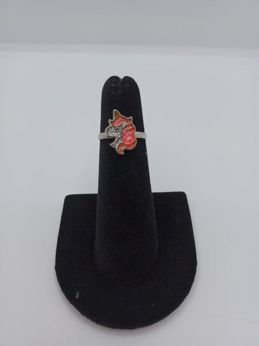 Pink Glitter Unicorn Ring