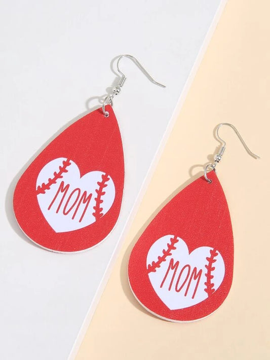 Baseball Mom Leather Style Earrings