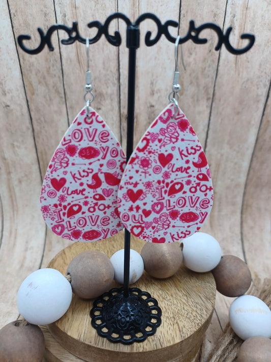 Valentine's Day Patterned Earrings - Love & Kiss