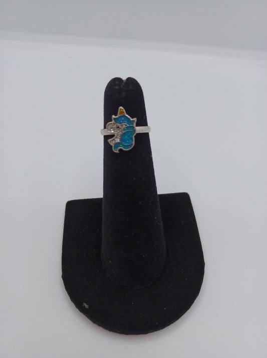 Blue Glitter Unicorn Ring
