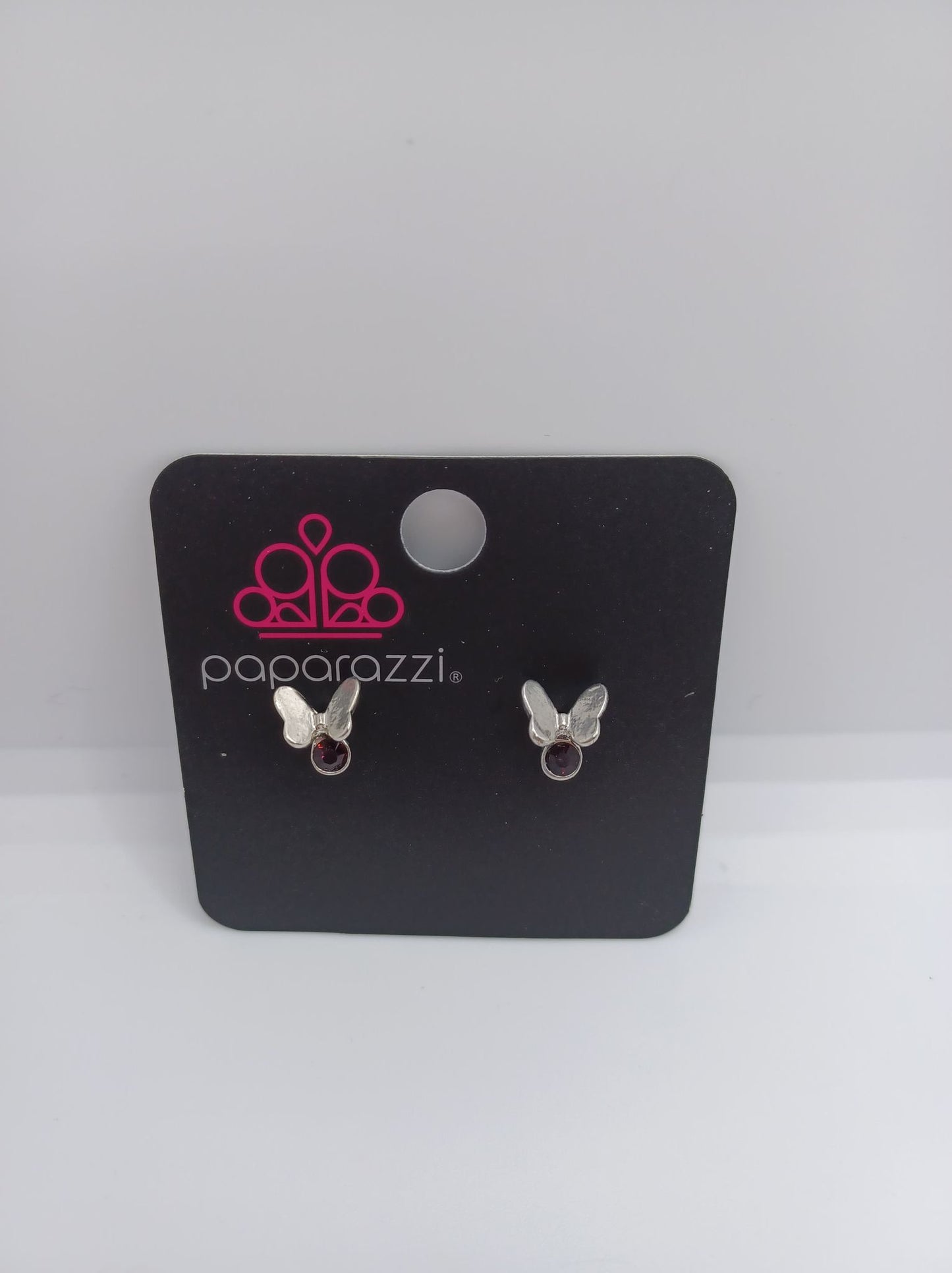 Butterfly Earrings w/ Purple Rhinestones