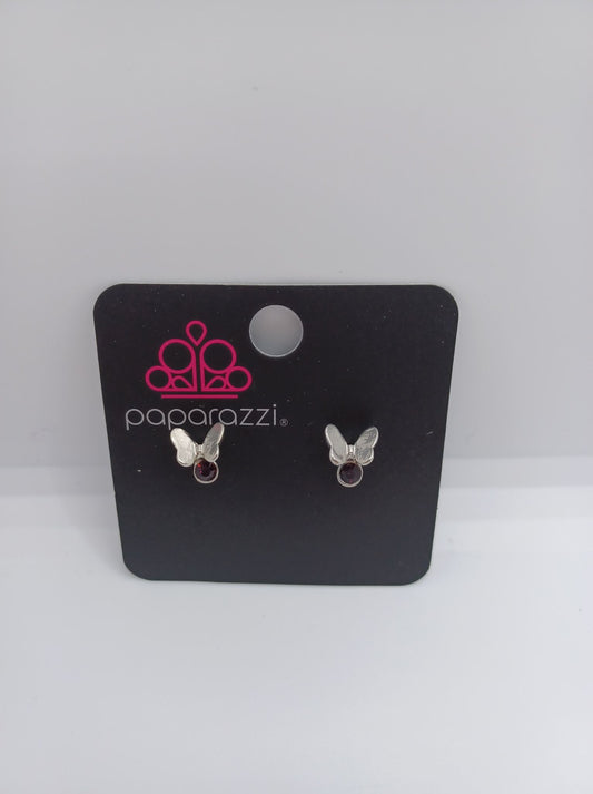 Butterfly Earrings w/ Purple Rhinestones