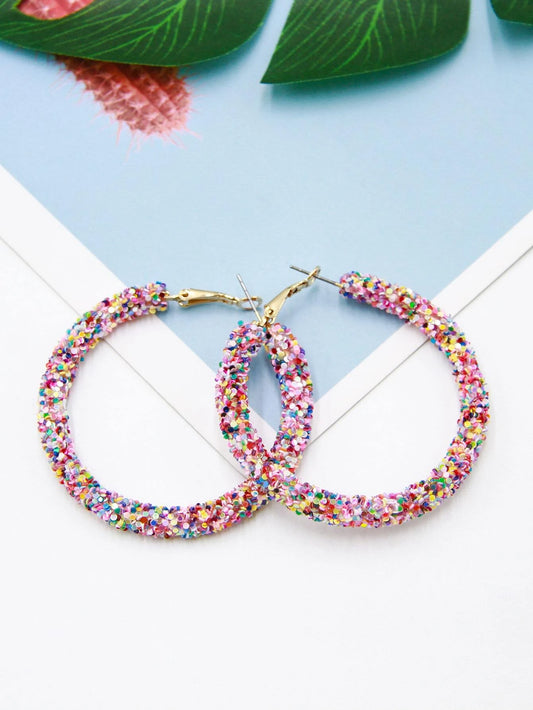 Multicolored Glitter Hoop Earrings