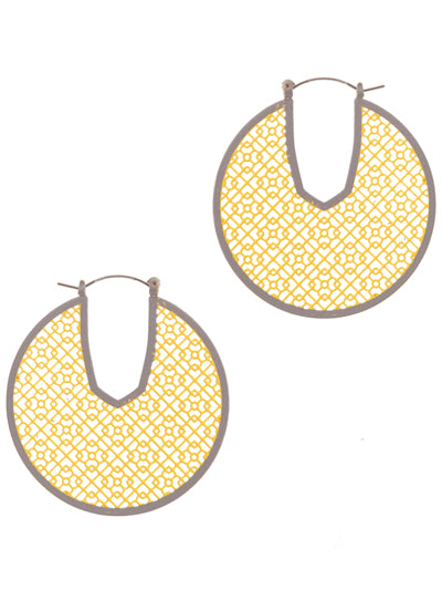 Yellow & Grey Hoop Earrings