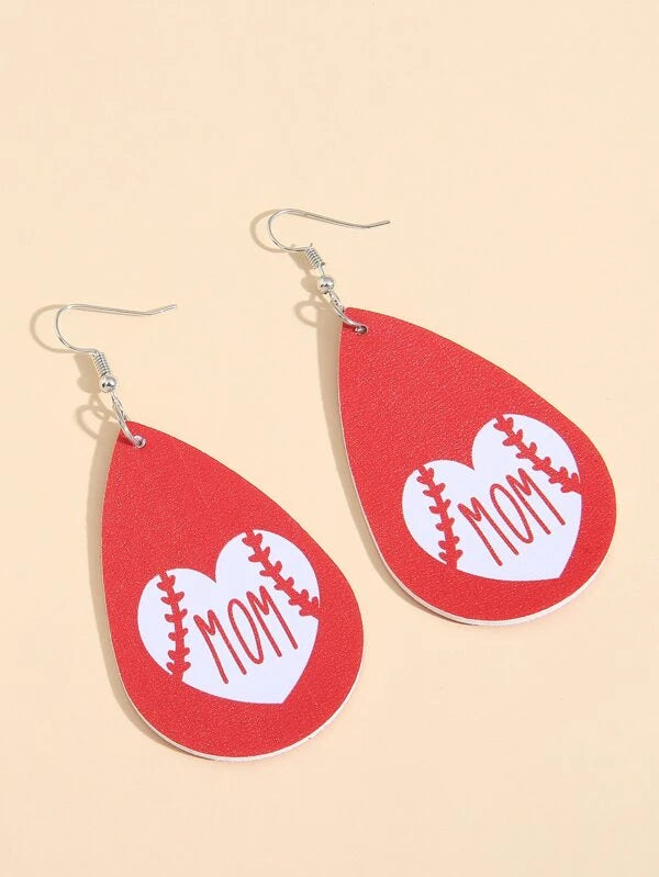 Baseball Mom Leather Style Earrings