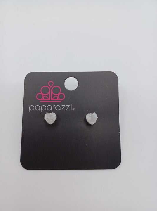 White Heart Earrings