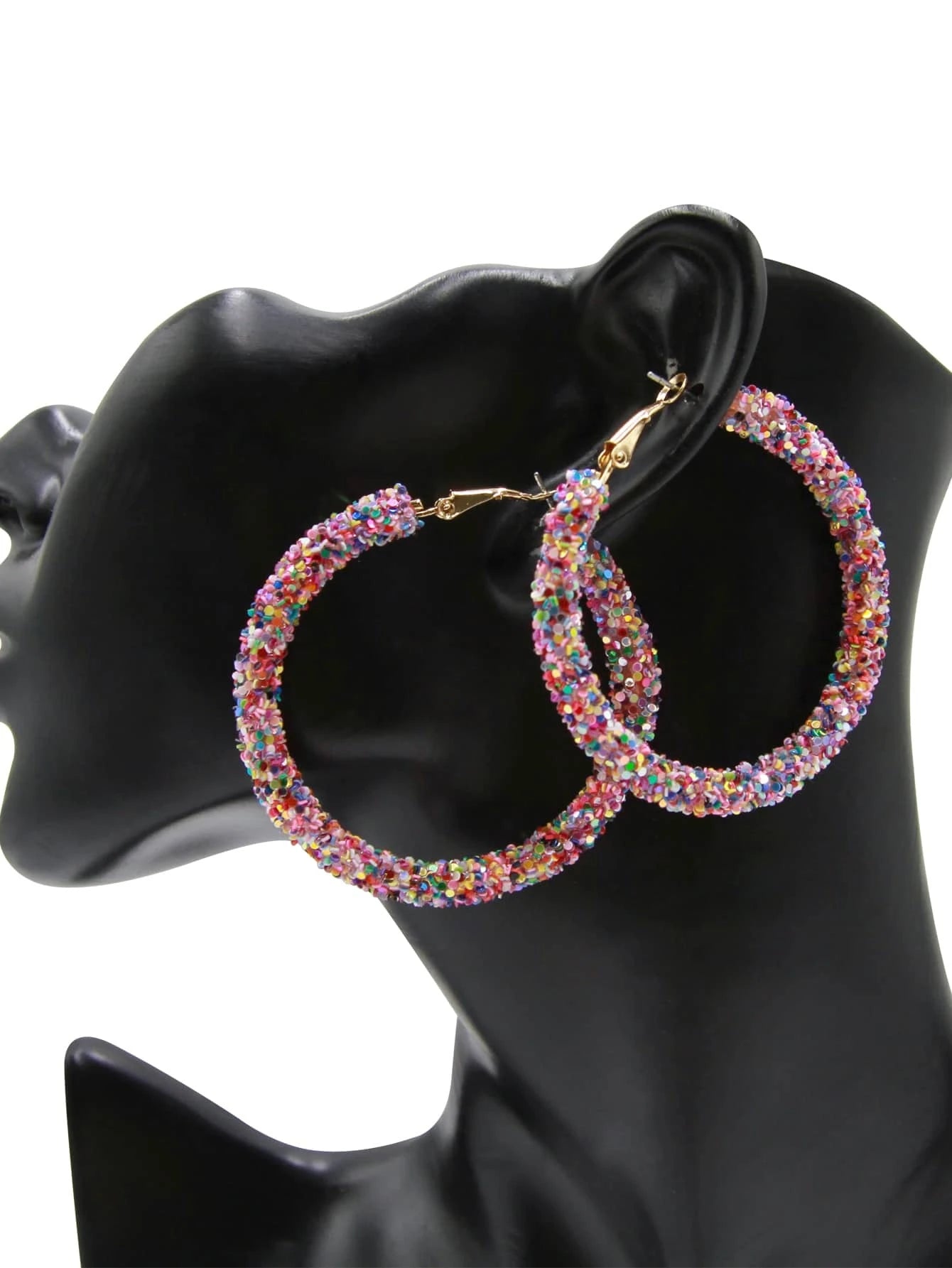 Multicolored Glitter Hoop Earrings