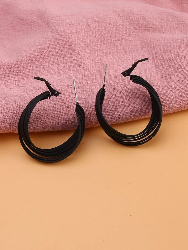 Twisted Black Hoop Earrings