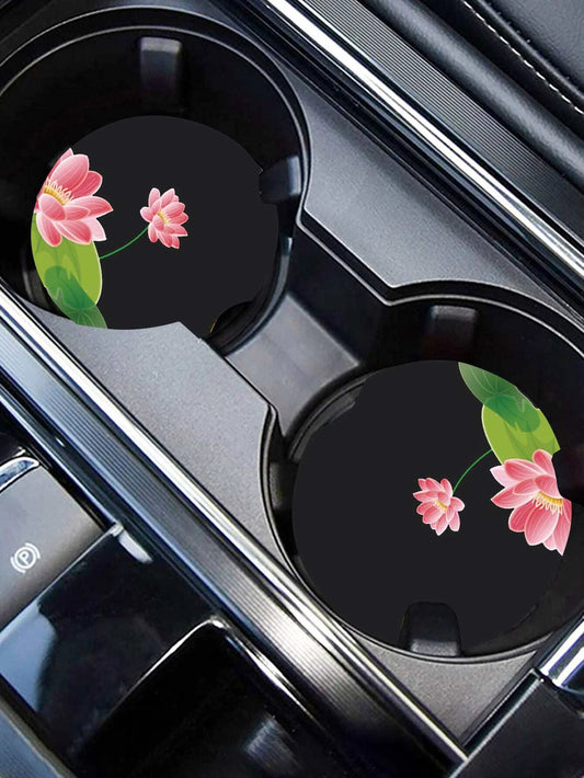 Floral Print Car Coaster Set