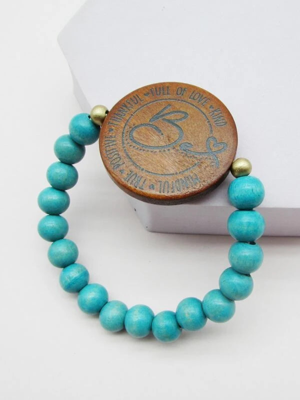 "Be <3" Turquoise Inspirational Stretch Bracelet