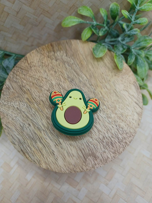 Avocado Holding Maracas Shoe Charm Accessory