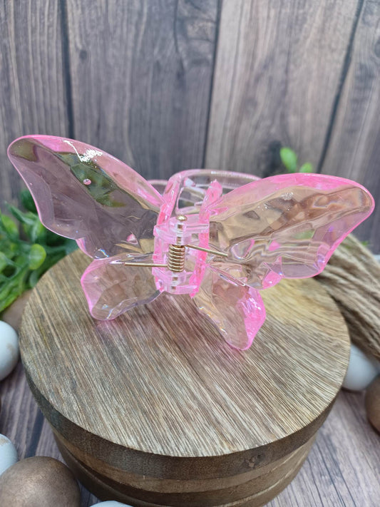 Pink Butterfly Jaw Clip