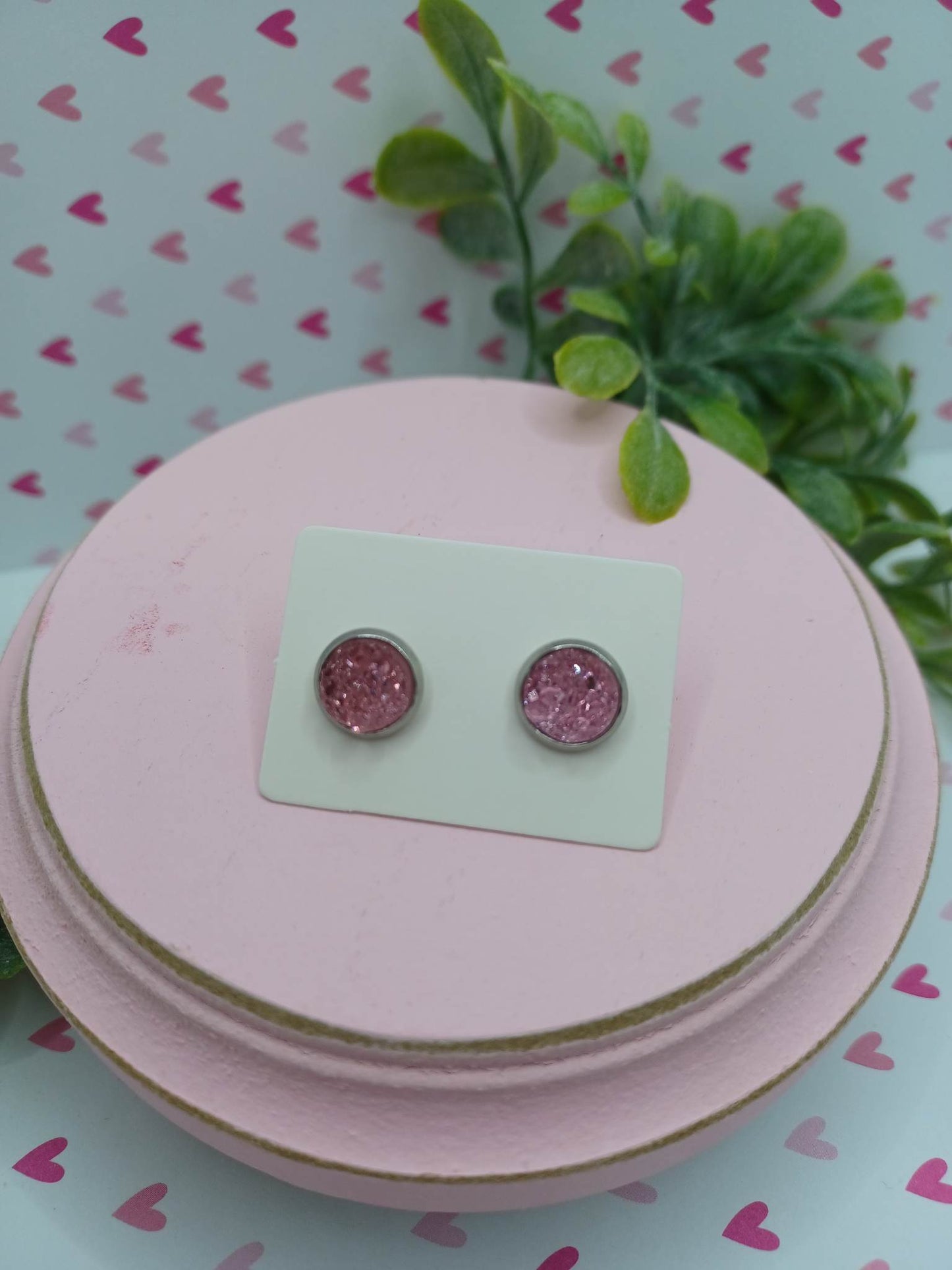 Pink Druzy Style Earrings