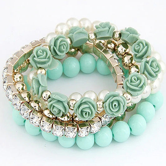 Green Rose Bracelet Set