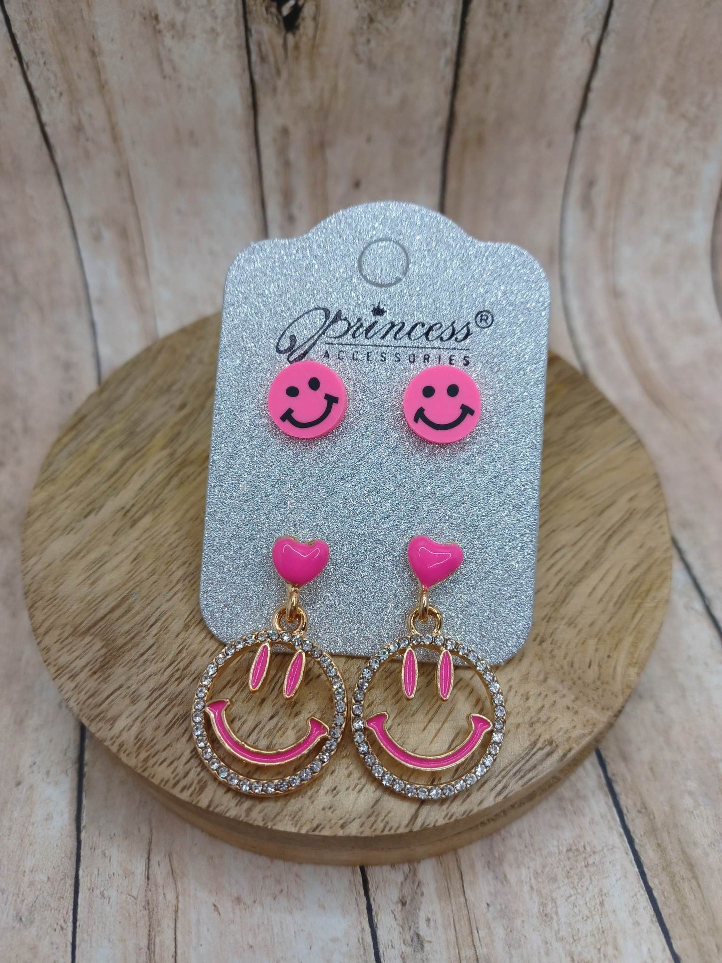 Pink Happy Face Earrings