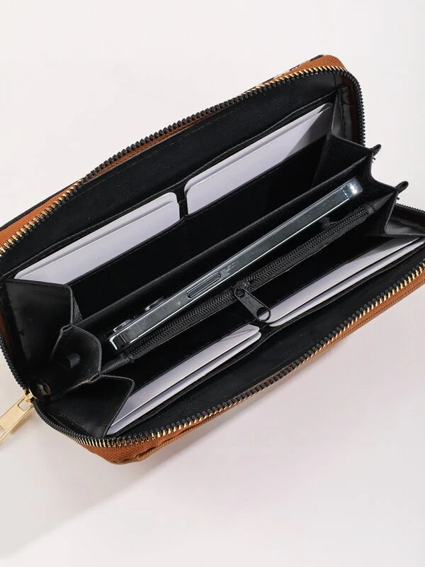 Tan Leopard Geometric Design Wallet