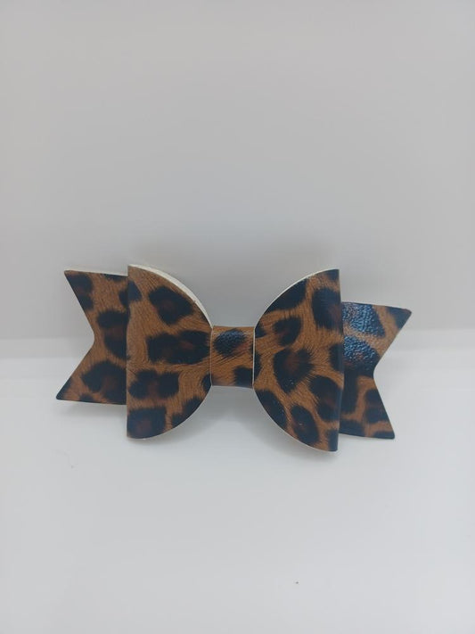 Brown Leopard Hair Bow