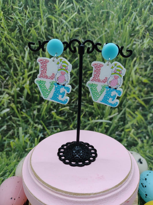 LOVE Easter Gnome Earrings