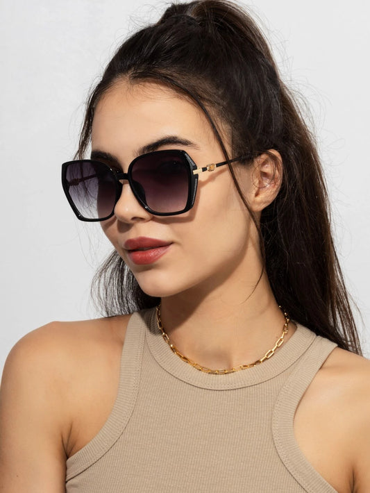 Black Sunglasses w/ Heart & Rhinestone Details