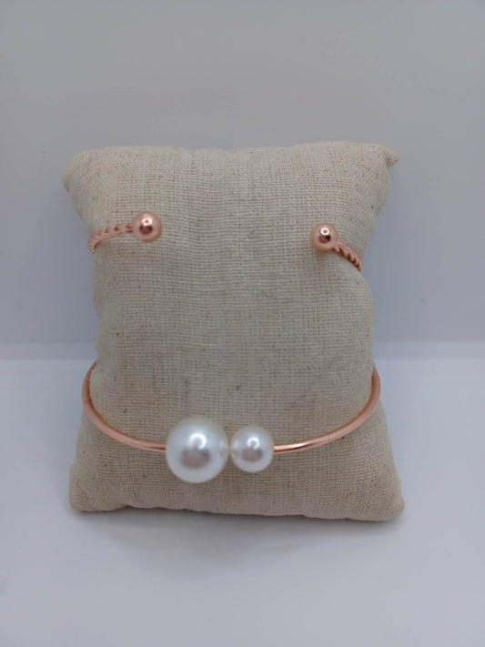 Rose Gold Bracelet Set w/ Pearl Accents
