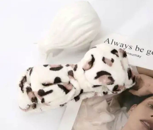 Tan & Black Leopard Plush Spa Headband