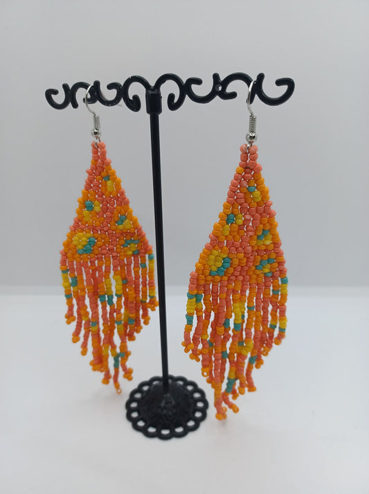 Orange & Peach Seabeaded Earrings